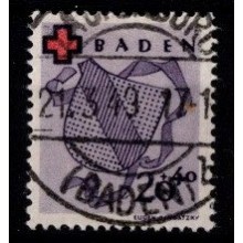 Tyskland - Fransk Zone - Baden - 20+40 pf. lilla/rød - AFA pris 800 kr. - Stemplet.